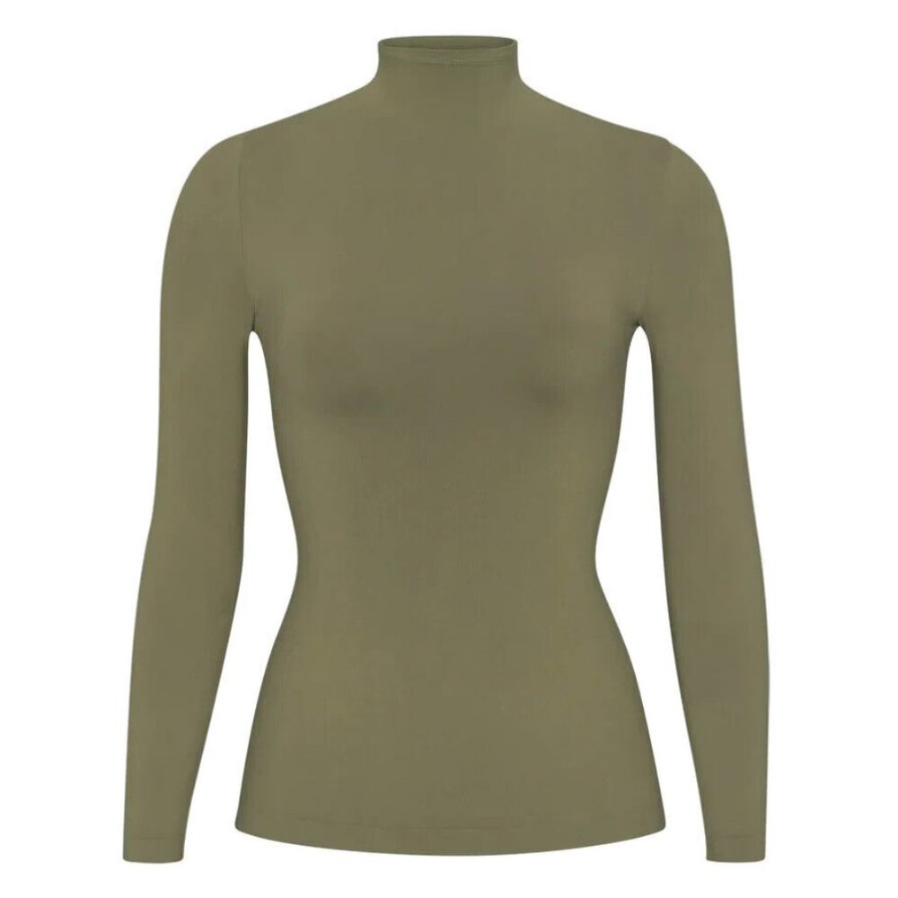 Skims Soft Smoothing Turtleneck Top Army Green 2x - image 1